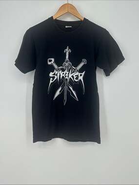 Striker Sword Logo Heavy Metal Band Graphic Tee - Black Size Small